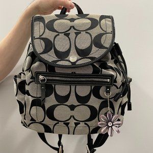 Coach signature logo fabric backpack